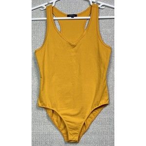 Fashion Nova Yellow V-Neck Sleeveless Bodysuit L